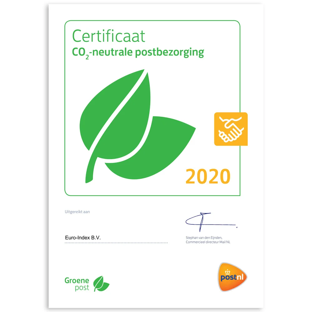 Certificaat CO2-neutrale postbezorging Certificaat CO2-neutrale postbezorging
