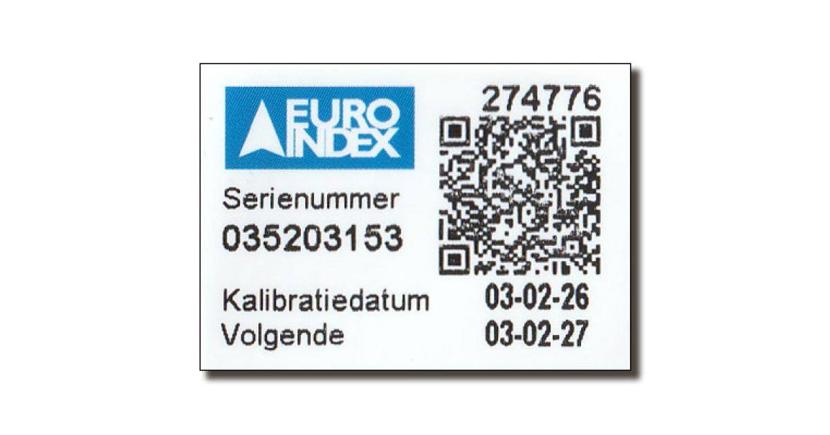 Scan QR-code voor kalibratiecertificaat | EURO-INDEX
