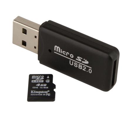 BLAUWE LIJN MicroSDHC kaart met USB 2.0 cardreader