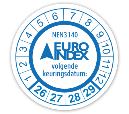EURO-INDEX NEN3140 keuringsstickers "volgende keuringsdatum"