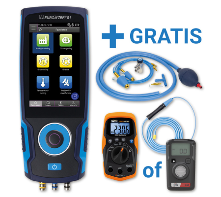 BLAUWE LIJN Eurolyzer S1 O2, CO2, CO/H2 in standaard koffer